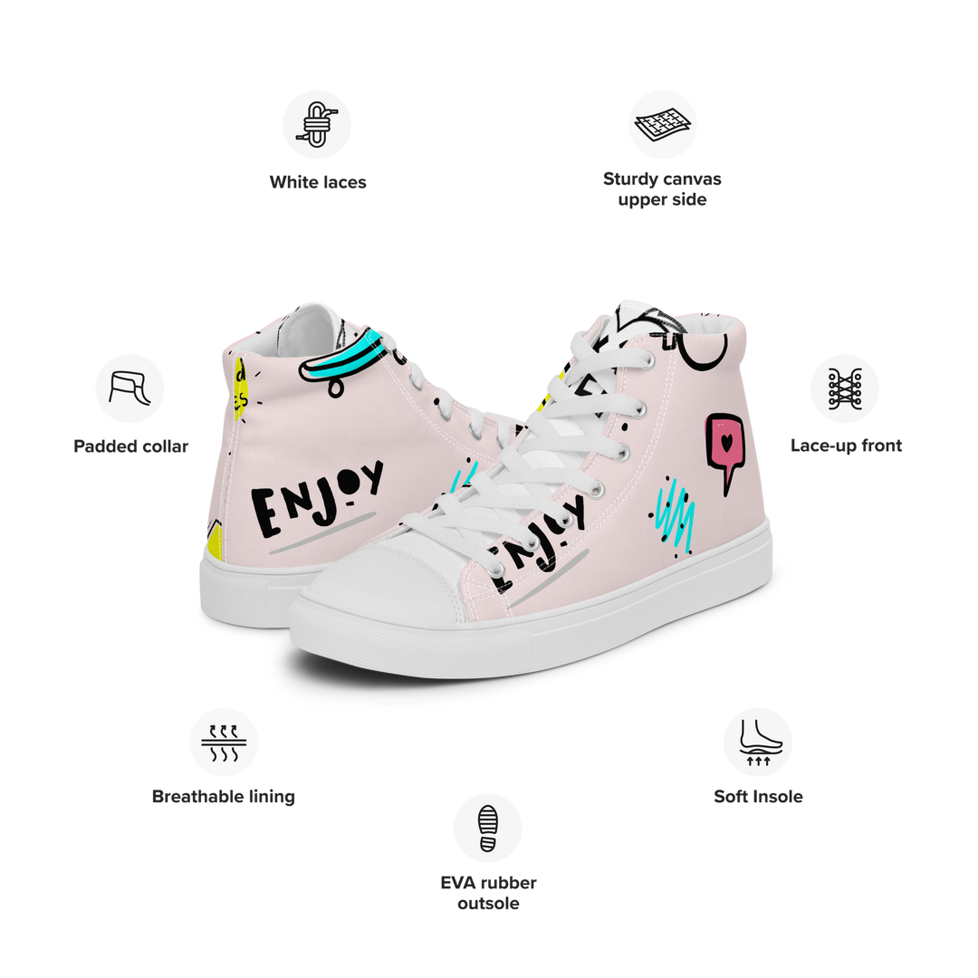 Sneakers alte in tela da donna PINK ENJOY - Gufetto Brand 