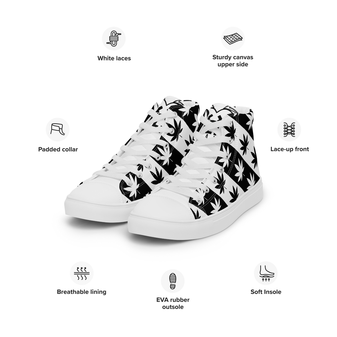 Sneakers alte in tela da donna CANNABIS B/W - Gufetto Brand 