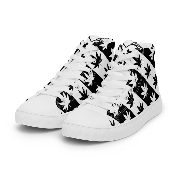 Sneakers alte in tela da donna CANNABIS B/W - Gufetto Brand 