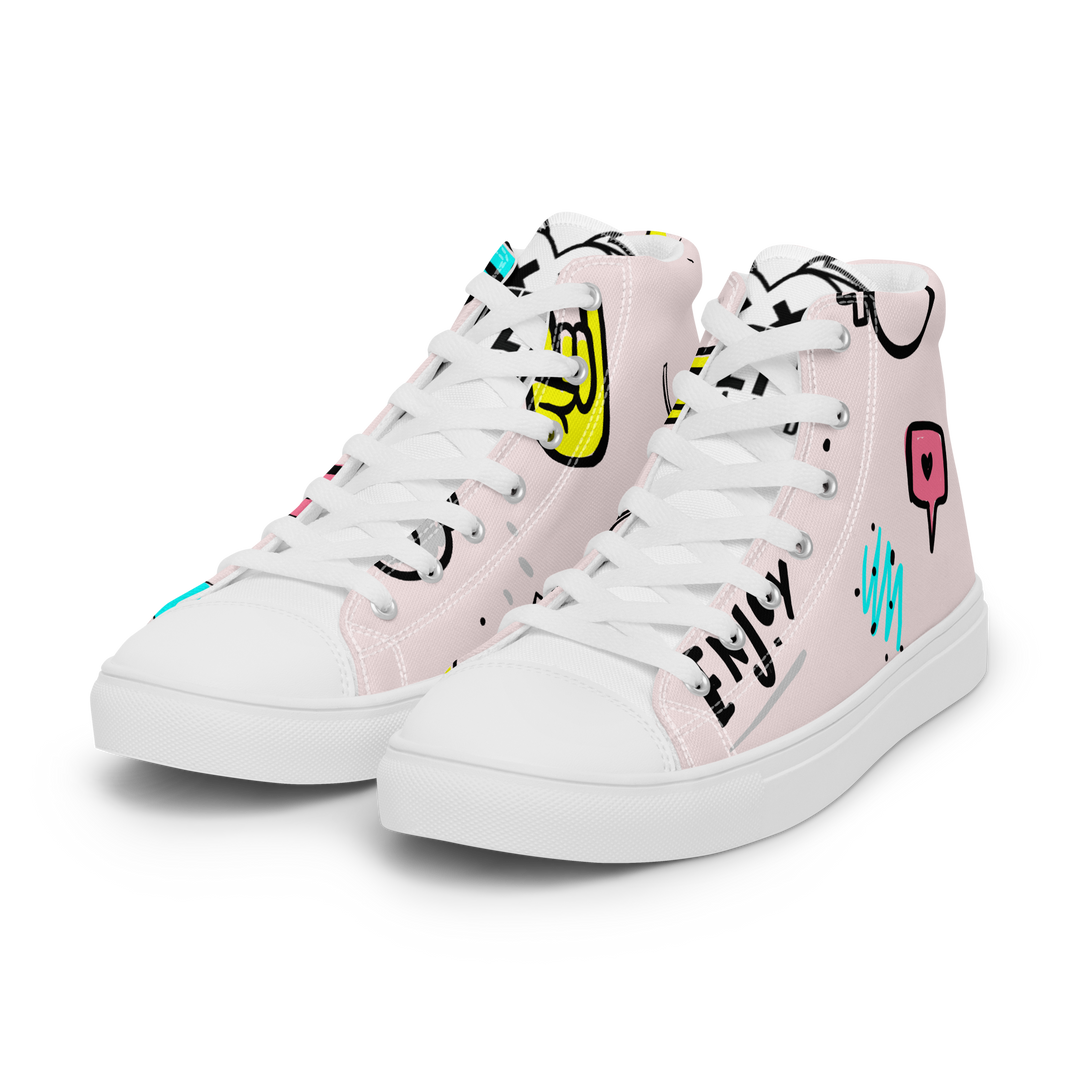 Sneakers alte in tela da donna PINK ENJOY - Gufetto Brand 