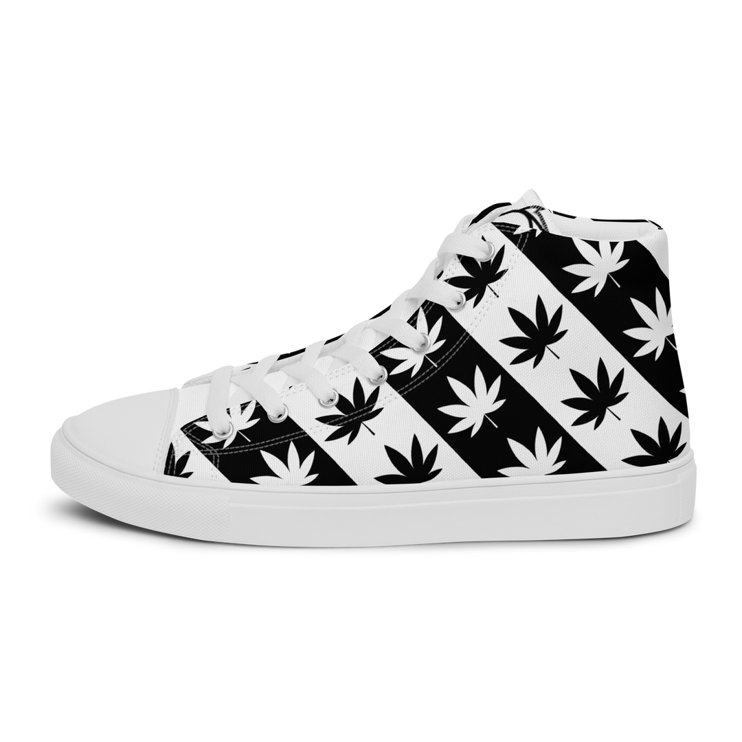 Sneakers alte in tela da donna CANNABIS B/W - Gufetto Brand 