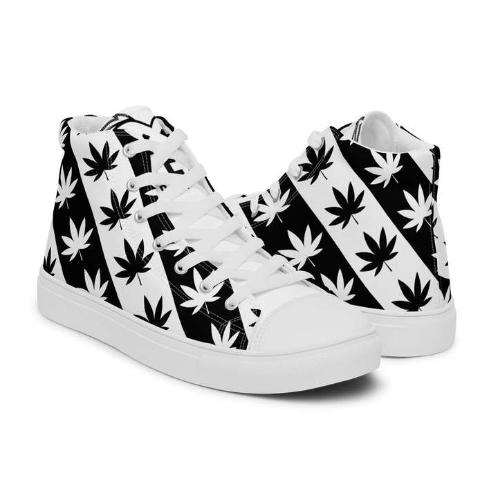 Sneakers alte in tela da donna CANNABIS B/W - Gufetto Brand 