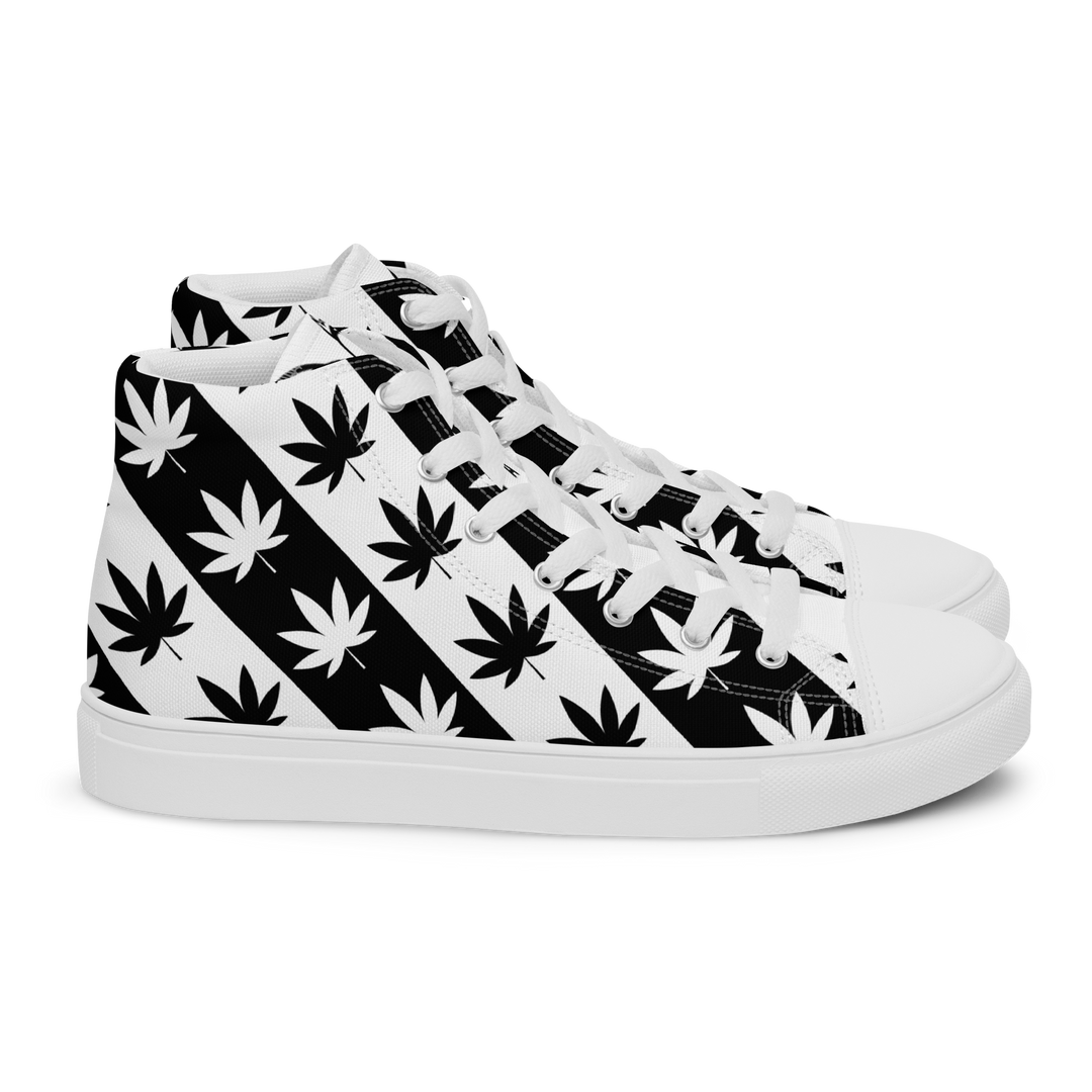 Sneakers alte in tela da donna CANNABIS B/W - Gufetto Brand 