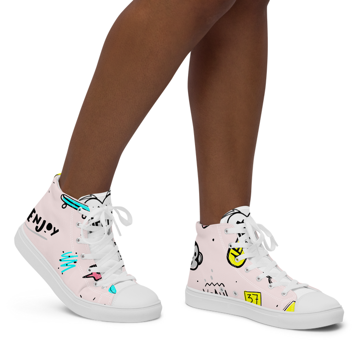 Sneakers alte in tela da donna PINK ENJOY - Gufetto Brand 