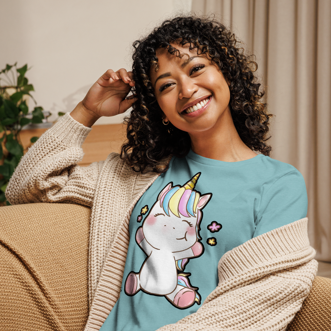 T-shirt fit donna Unicorn Happy