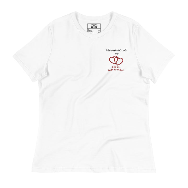 T-shirt Ricamata Donna Ricordati di me Cuori Intrecciati