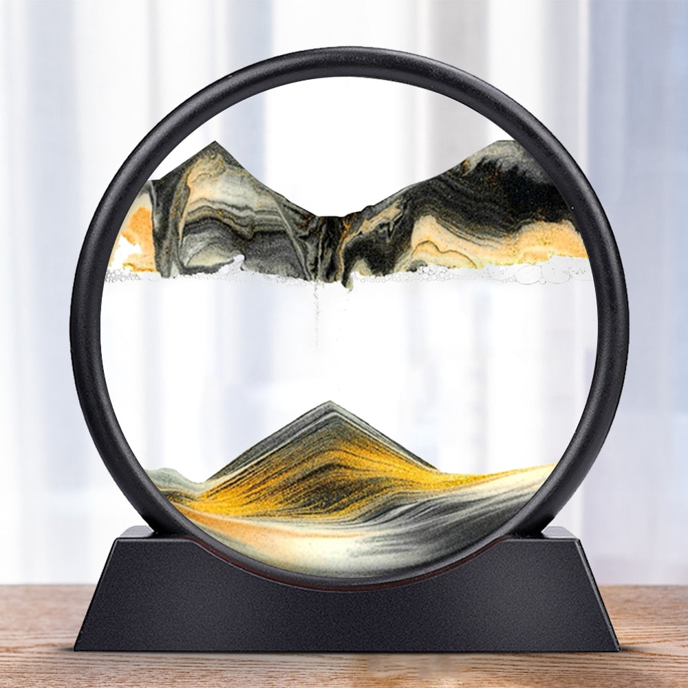 Moving Sand Art Picture Round Glass 3D Clessidra Deep Sea Sandscape In Motion Display Flowing Sand Frame 7/12inch Per la decorazione domestica - Gufetto Brand 