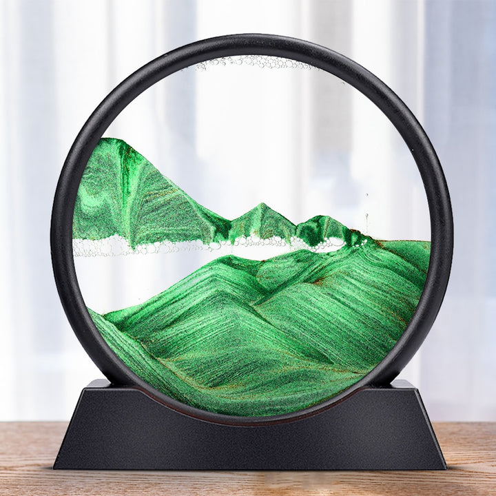 Moving Sand Art Picture Round Glass 3D Clessidra Deep Sea Sandscape In Motion Display Flowing Sand Frame 7/12inch Per la decorazione domestica - Gufetto Brand 