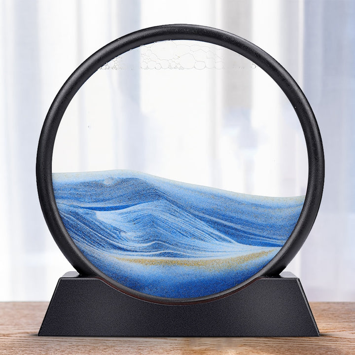 Moving Sand Art Picture Round Glass 3D Clessidra Deep Sea Sandscape In Motion Display Flowing Sand Frame 7/12inch Per la decorazione domestica - Gufetto Brand 