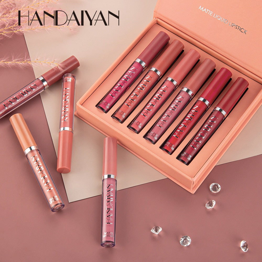 HANDAIYAN 6 Color Matte Liquid Lipstick Sets Lip Gloss for Lips Long Lasting Waterproof Cosmetics Sexy Makeup - Gufetto Brand 