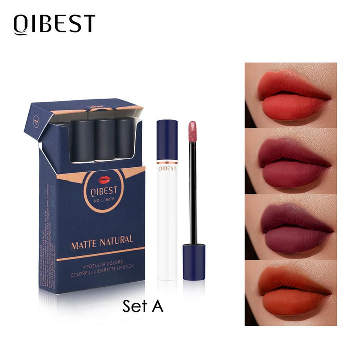 Rossetto Opaco 4 Colori/Set Trucco Labbra Tubo di Sigaretta Impermeabile di Lunga Durata - Gufetto Brand 