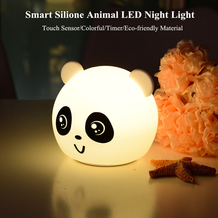 Silicone Dog Panda LED Night Light Touch Sensor Lampada da comodino per camera da letto ricaricabile USB colorata per bambini Regalo di Natale per bambini - Gufetto Brand 