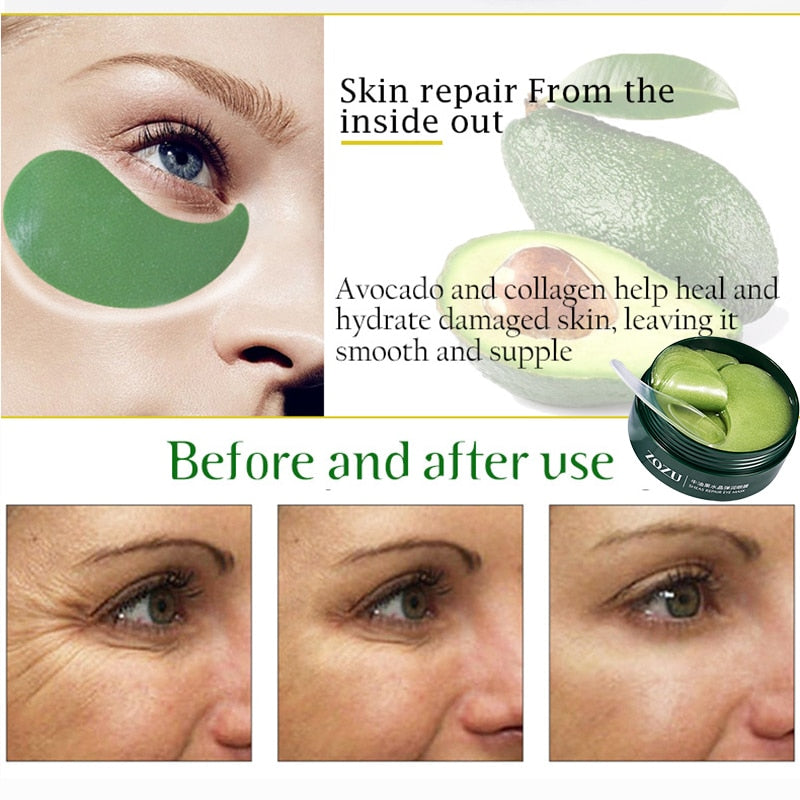 Avocado Essence Set per la cura della pelle Siero idratante per il viso e Patch per gli occhi al collagene antirughe e Maschera per il viso anti età Tuta per il trucco - Gufetto Brand 