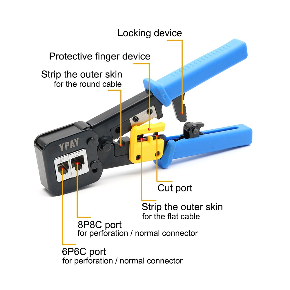 YPAY rj45 cable crimping tools crimper rg45 ethernet internet network pliers rj12 cat5 cat6 networking rj 45 Stripper clamp clip - Gufetto Brand 