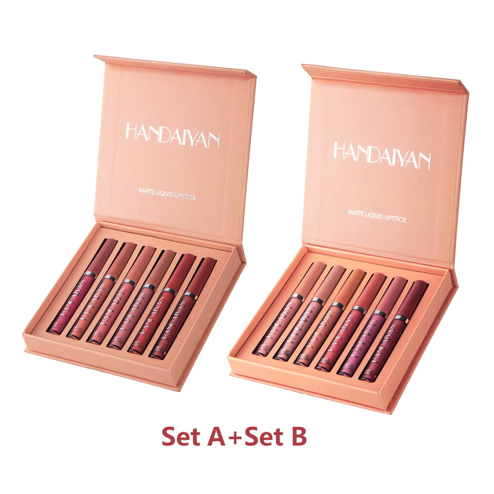 HANDAIYAN 6 Color Matte Liquid Lipstick Sets Lip Gloss for Lips Long Lasting Waterproof Cosmetics Sexy Makeup - Gufetto Brand 