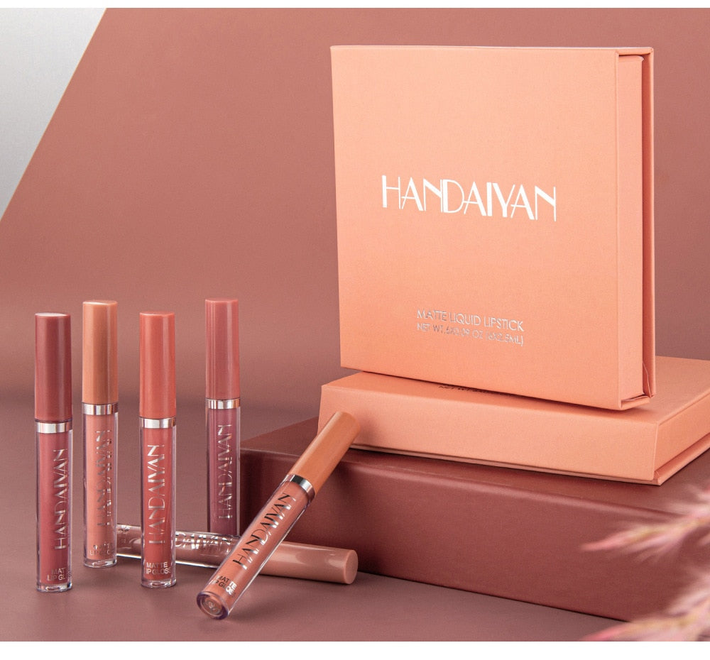 HANDAIYAN 6 Color Matte Liquid Lipstick Sets Lip Gloss for Lips Long Lasting Waterproof Cosmetics Sexy Makeup - Gufetto Brand 