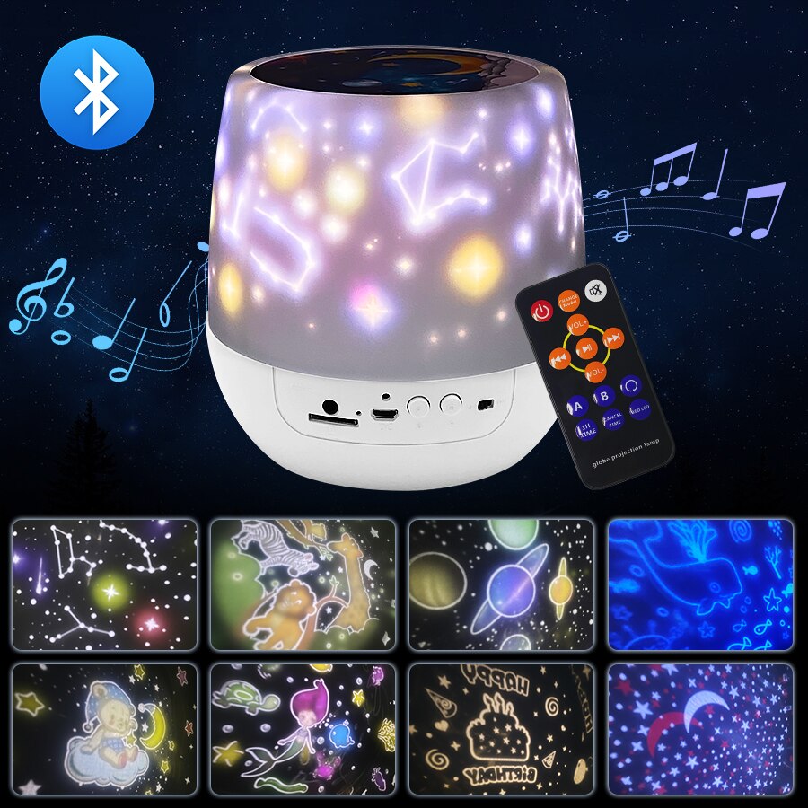 Proiettore di cielo stellato colorato Rotazione della luce notturna Lampada da notte di luna stellata Ricarica USB per regalo di compleanno Bambini romantici - Gufetto Brand 