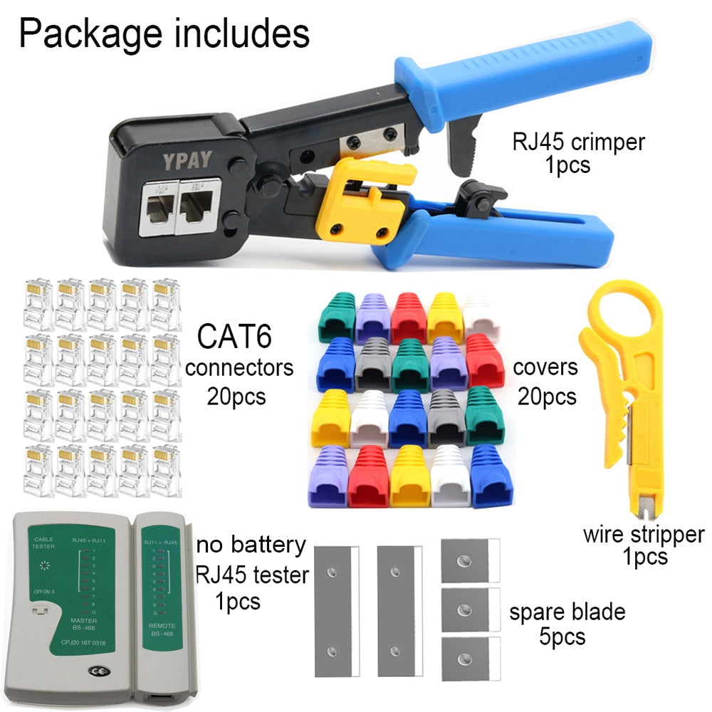 YPAY rj45 cable crimping tools crimper rg45 ethernet internet network pliers rj12 cat5 cat6 networking rj 45 Stripper clamp clip - Gufetto Brand 