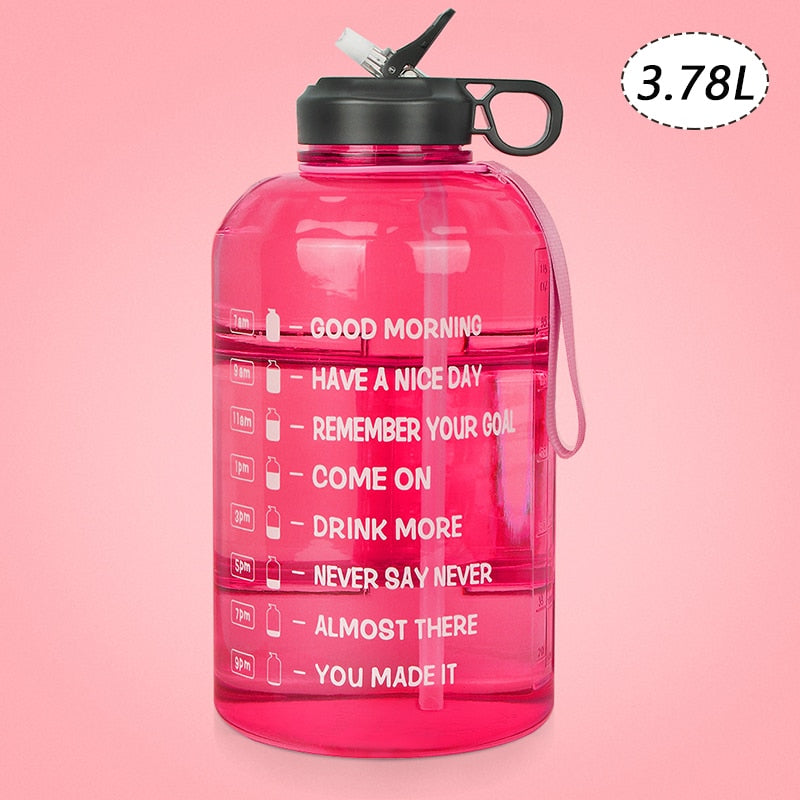 ZOMAKE 2.2/3.78L Gallon Water Bottle with Time Marker &amp; Straw, Motivational Water Jug BPA Free Leakproof Large Water Bottles Gym - Gufetto Brand 