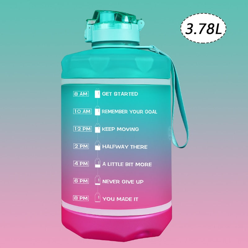 ZOMAKE 2.2/3.78L Gallon Water Bottle with Time Marker &amp; Straw, Motivational Water Jug BPA Free Leakproof Large Water Bottles Gym - Gufetto Brand 