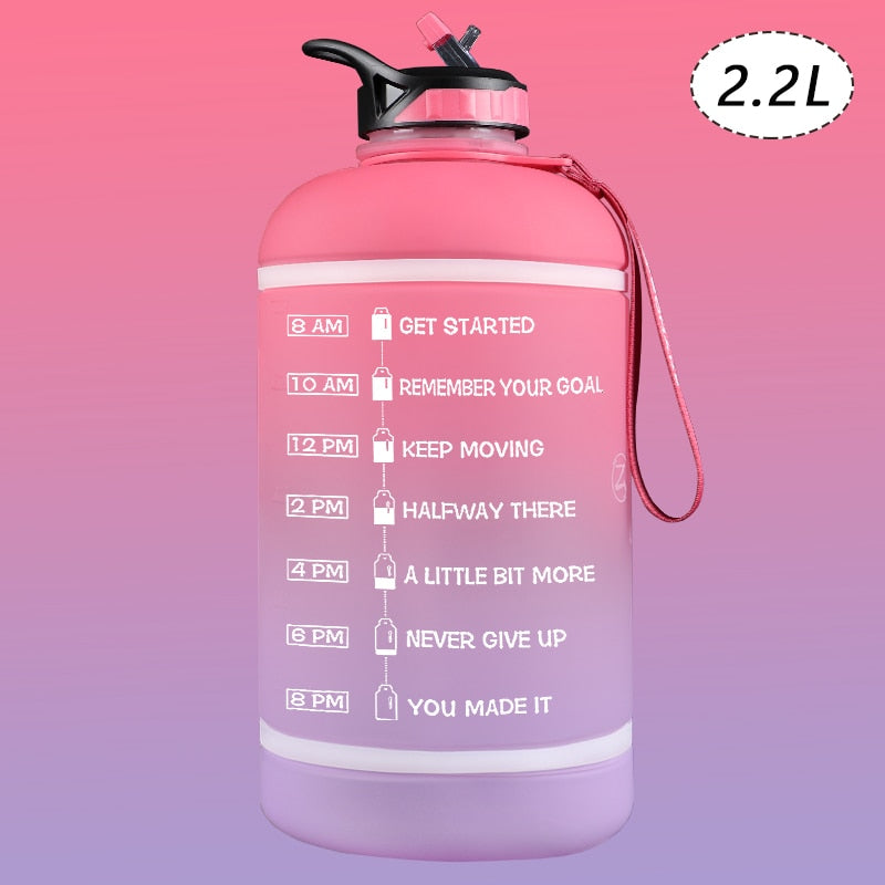 ZOMAKE 2.2/3.78L Gallon Water Bottle with Time Marker &amp; Straw, Motivational Water Jug BPA Free Leakproof Large Water Bottles Gym - Gufetto Brand 