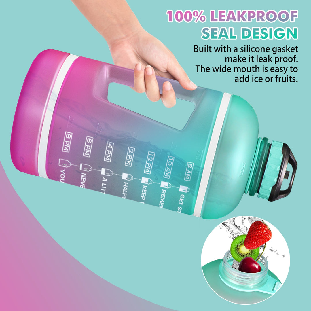 ZOMAKE 2.2/3.78L Gallon Water Bottle with Time Marker &amp; Straw, Motivational Water Jug BPA Free Leakproof Large Water Bottles Gym - Gufetto Brand 