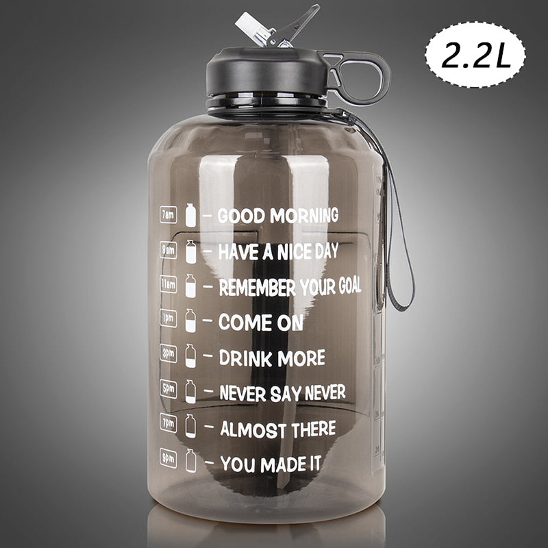 ZOMAKE 2.2/3.78L Gallon Water Bottle with Time Marker &amp; Straw, Motivational Water Jug BPA Free Leakproof Large Water Bottles Gym - Gufetto Brand 