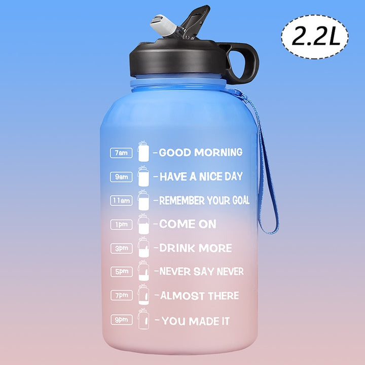 ZOMAKE 2.2/3.78L Gallon Water Bottle with Time Marker &amp; Straw, Motivational Water Jug BPA Free Leakproof Large Water Bottles Gym - Gufetto Brand 