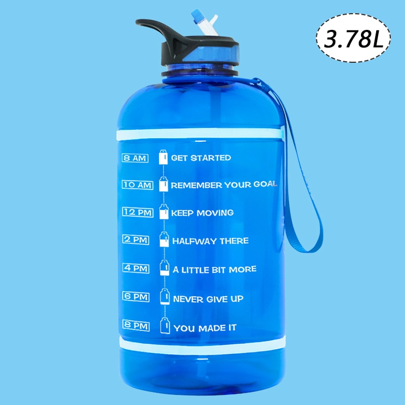 ZOMAKE 2.2/3.78L Gallon Water Bottle with Time Marker &amp; Straw, Motivational Water Jug BPA Free Leakproof Large Water Bottles Gym - Gufetto Brand 