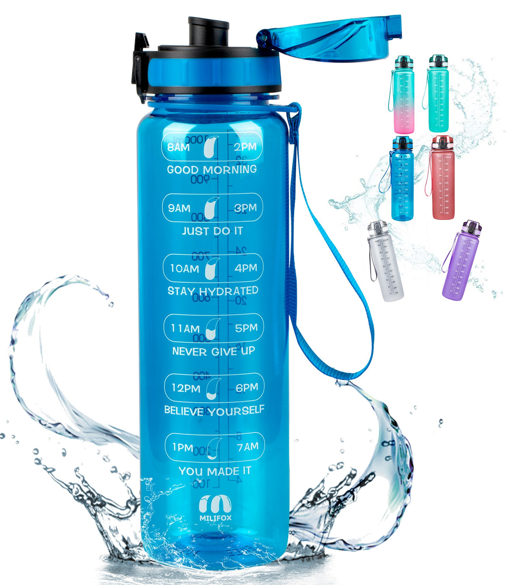 ZOMAKE 32oz Motivational Water Bottle with Time Marker,Leakproof  Sports Water Bottle BPA Free,Fruit Water Bottle Sports 1 Liter - Gufetto Brand 