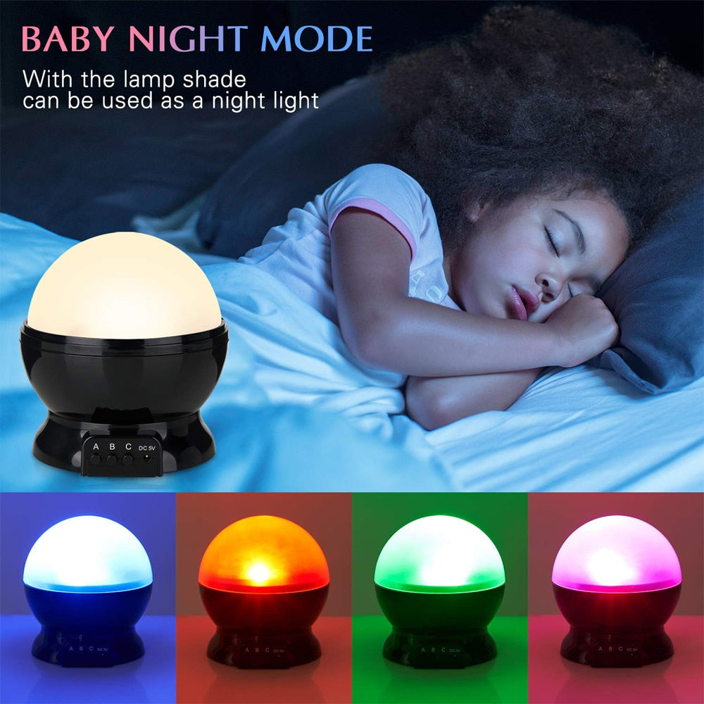 Proiettore stellato Luce notturna Cielo rotante Luna Lampada di proiezione Lampade notturne galattiche Starlight Luci natalizie per bambini Regalo per bambini - Gufetto Brand 