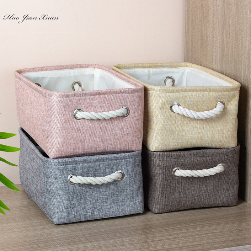 Cotton Linen Folding Storage Baskets Kids Toys Organizer Clothes and Sundries Storage Box Cabinet Storage Bag Laundry Basket - Gufetto Brand 