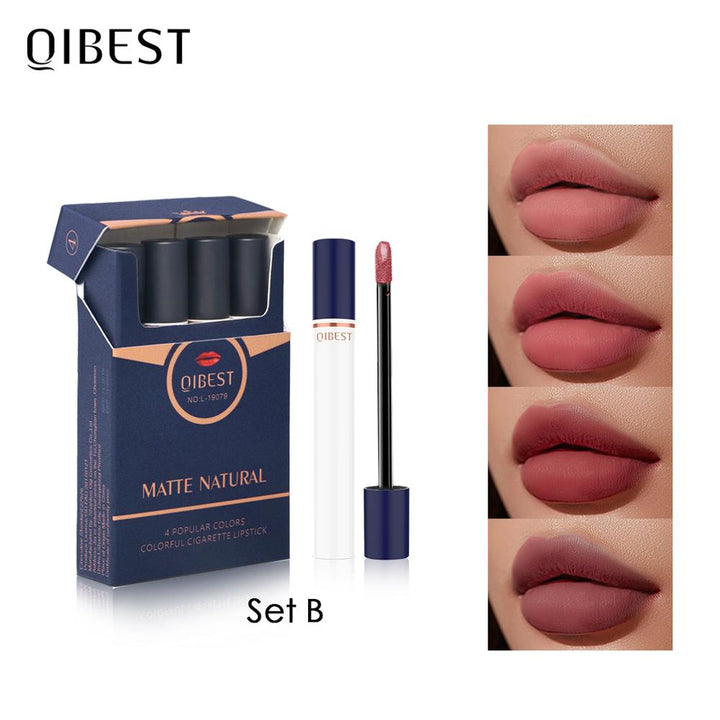 Rossetto Opaco 4 Colori/Set Trucco Labbra Tubo di Sigaretta Impermeabile di Lunga Durata - Gufetto Brand 