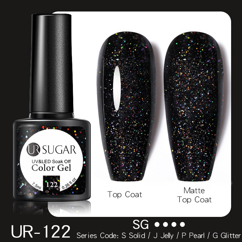 LEMOOC Smalto per Unghie Magnetico Gatto Gel Olografico Soak Off UV LED Smalto per Unghie Lacche Shiny Glitter Cat Shines Base Nera Necessità - Gufetto Brand 