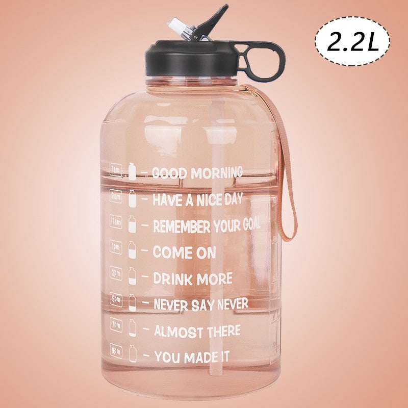 ZOMAKE 2.2/3.78L Gallon Water Bottle with Time Marker &amp; Straw, Motivational Water Jug BPA Free Leakproof Large Water Bottles Gym - Gufetto Brand 