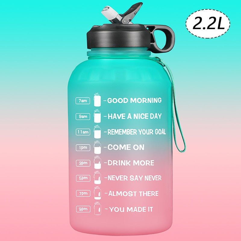 ZOMAKE 2.2/3.78L Gallon Water Bottle with Time Marker &amp; Straw, Motivational Water Jug BPA Free Leakproof Large Water Bottles Gym - Gufetto Brand 