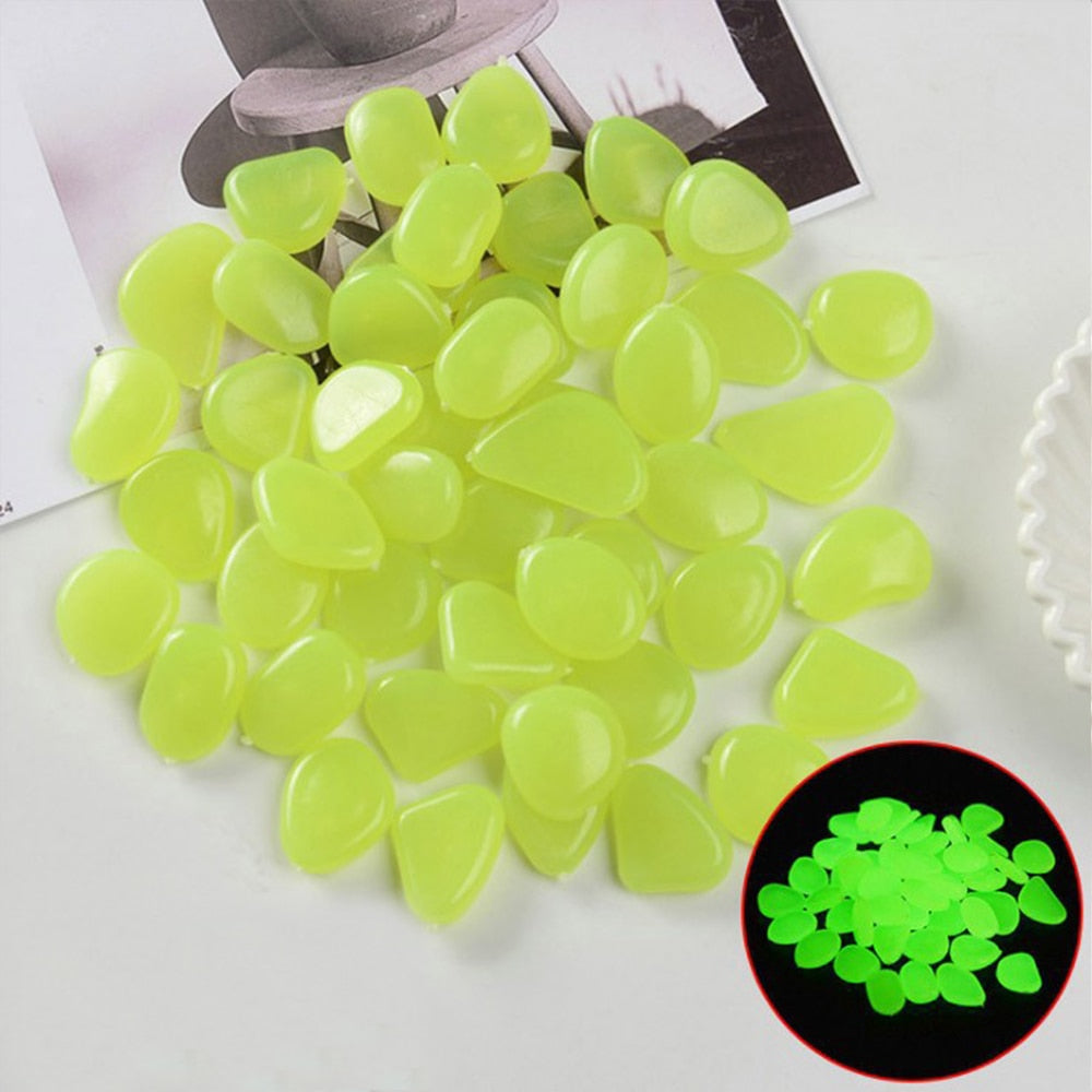 50/100pcs Luminous Stones Garden Pebbles Glow Stones Rocks for Walkways Garden Path Patio Lawn Garden Yard Decor - Gufetto Brand 