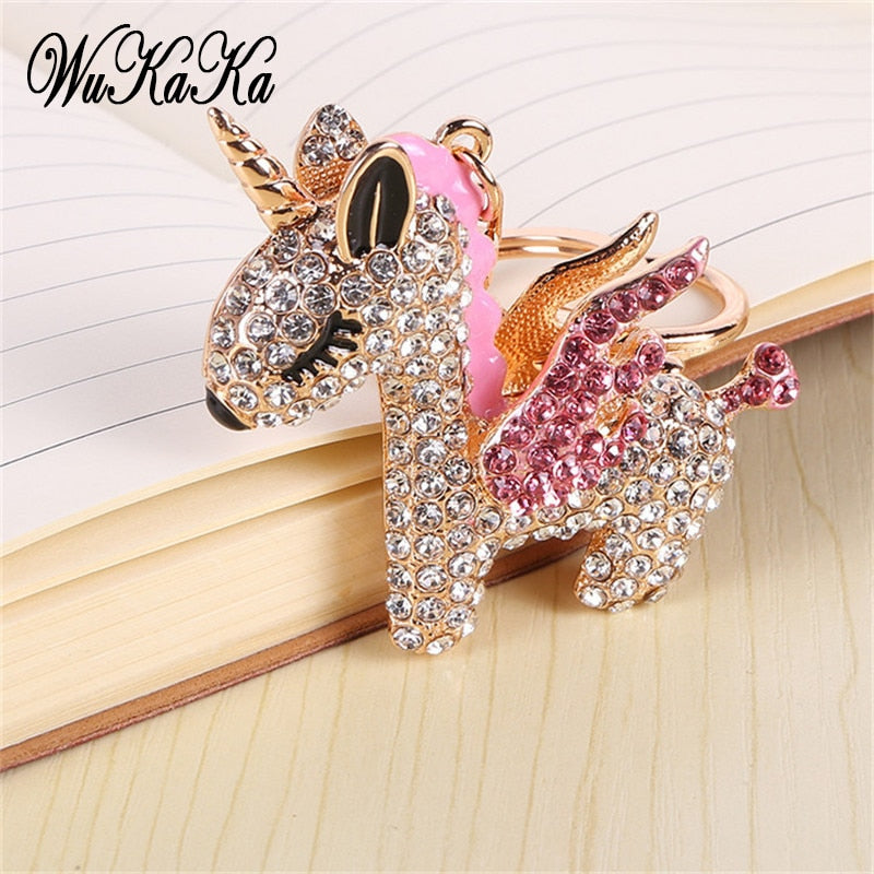 2021 Fashion Full Crystal Rhinestone Unicorn Keychain Car keyrings Women&#39;s bags Decoration Accessories horse Pendants Jewelry - Gufetto Brand 