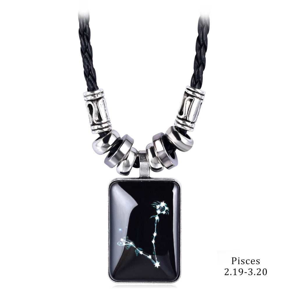 2022 Collana con ciondolo di fascino Galaxy Constellation Design 12 Segno zodiacale Oroscopo Astrologia Collana per donna Uomo Gioielli in resina - Gufetto Brand 