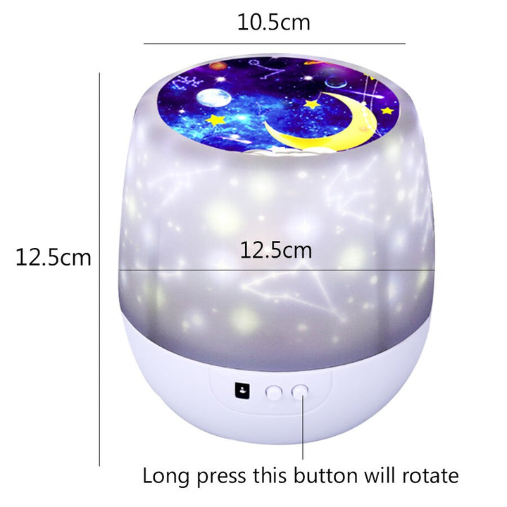 Proiettore di cielo stellato colorato Rotazione della luce notturna Lampada da notte di luna stellata Ricarica USB per regalo di compleanno Bambini romantici - Gufetto Brand 