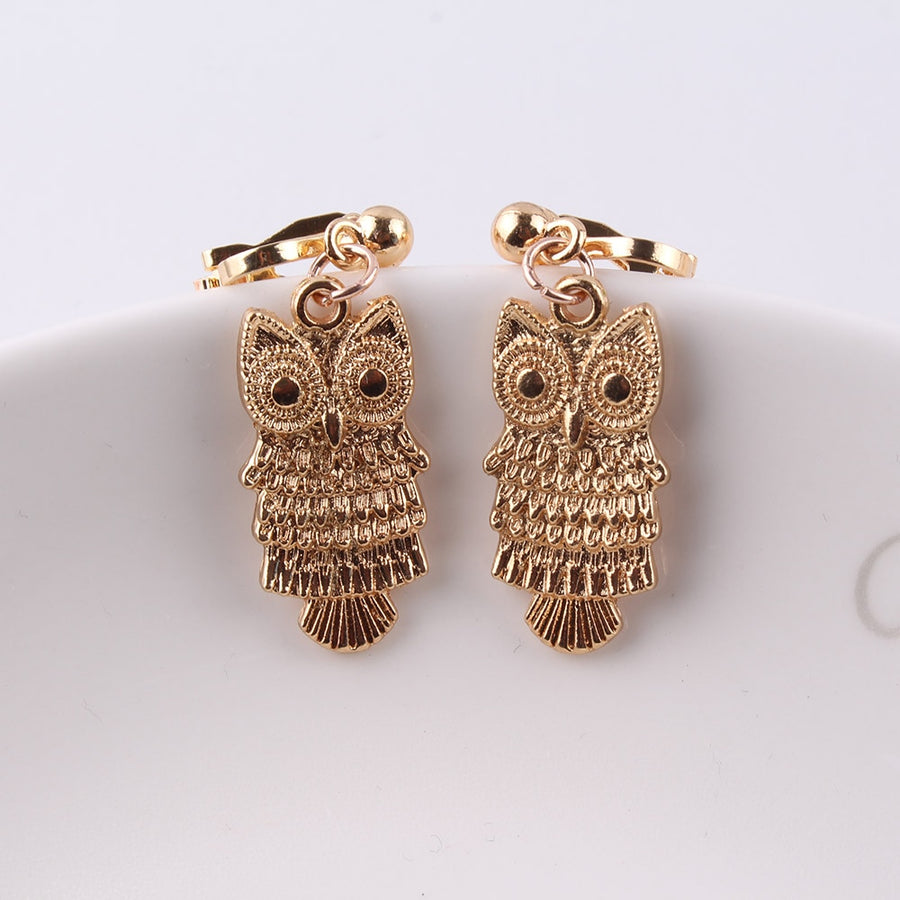 JIOFREE 2018 New alloy Simple Owl hippo No Ear Hole Earring Gold-color Geometric Clip Earrings Fashion Accessories For Girl - Gufetto Brand 