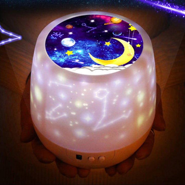 Proiettore di cielo stellato colorato Rotazione della luce notturna Lampada da notte di luna stellata Ricarica USB per regalo di compleanno Bambini romantici - Gufetto Brand 