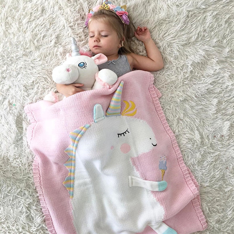 60cm*120cm Cartoon Flamingo Deer Unicorn Animal Cute Baby Throw Blanket Sofa Bed Travel Plaids Wool Thread Blanket Children Gift - Gufetto Brand 