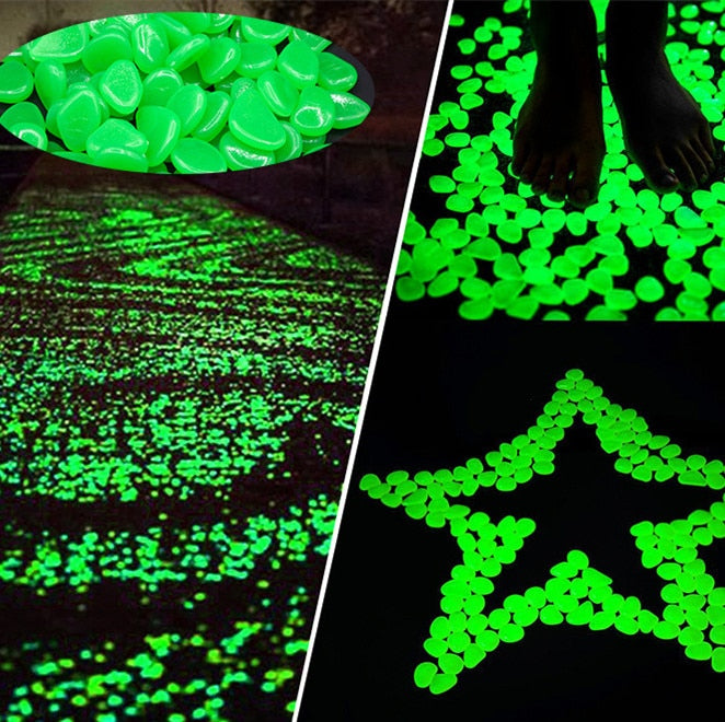 50/100pcs Luminous Stones Garden Pebbles Glow Stones Rocks for Walkways Garden Path Patio Lawn Garden Yard Decor - Gufetto Brand 