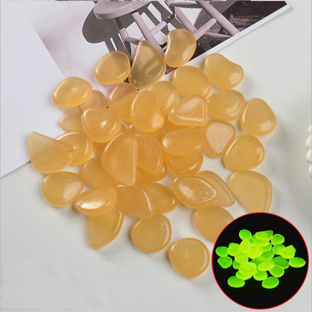 50/100pcs Luminous Stones Garden Pebbles Glow Stones Rocks for Walkways Garden Path Patio Lawn Garden Yard Decor - Gufetto Brand 