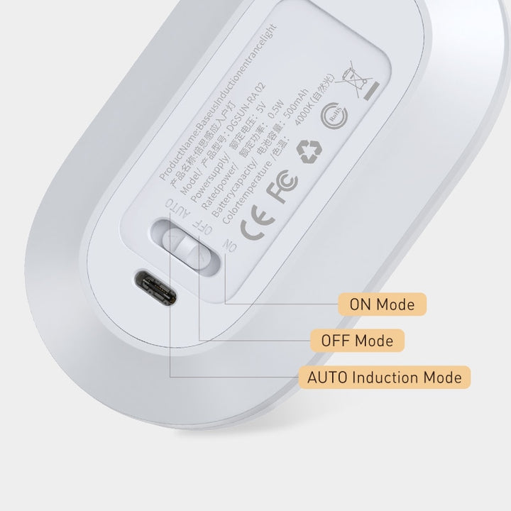 Baseus Luce notturna magnetica Luce notturna a induzione del corpo umano Lampada a led Lampada da parete a induzione automatica con corpo ricaricabile - Gufetto Brand 