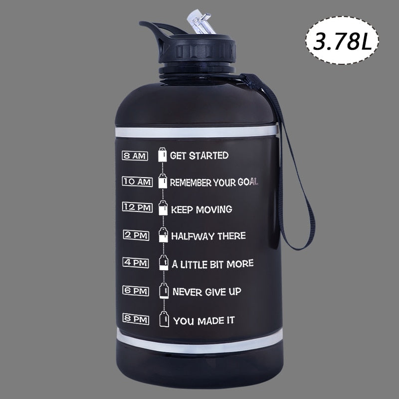 ZOMAKE 2.2/3.78L Gallon Water Bottle with Time Marker &amp; Straw, Motivational Water Jug BPA Free Leakproof Large Water Bottles Gym - Gufetto Brand 