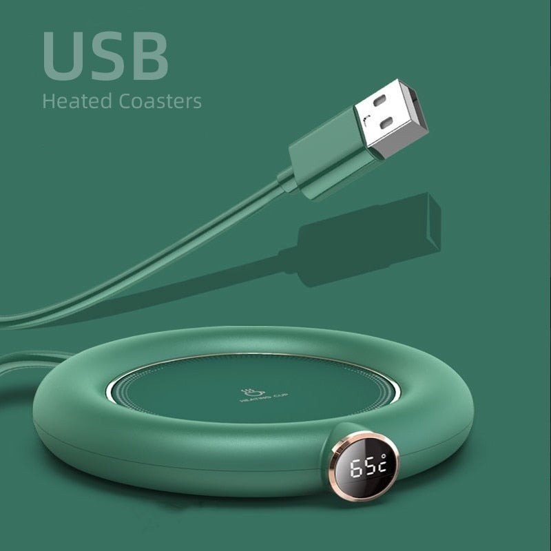 DC 5V USB Riscaldamento Tappetino per tazza caldo Sottobicchiere a temperatura costante 3 ingranaggi Display digitale Regolazione temporizzazione Riscaldatore per caffè Latte Tè - Gufetto Brand 