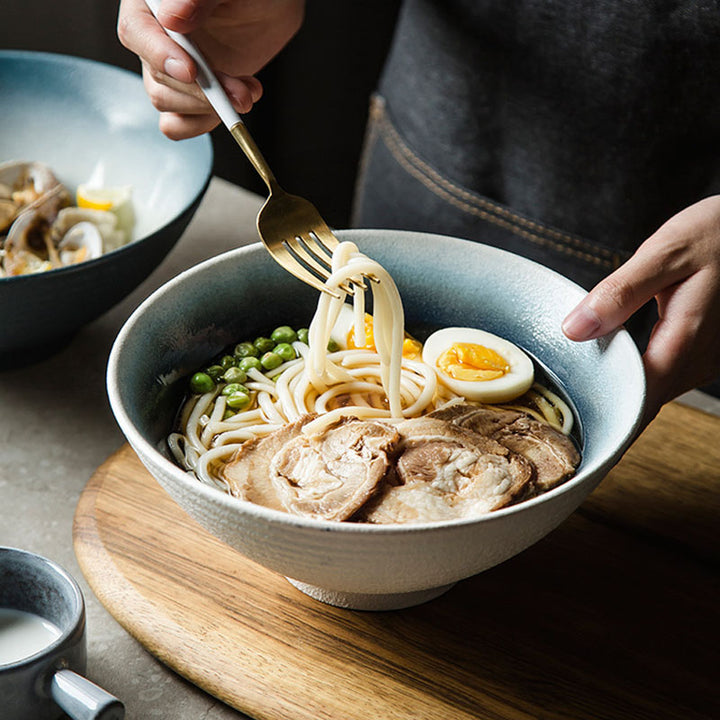 Ciotola di ramen giapponese FANCITY Ciotola singola in ceramica Ciotola per insalata per uso domestico Ciotola grande Stoviglie per ristoranti speciali creativi - Gufetto Brand 