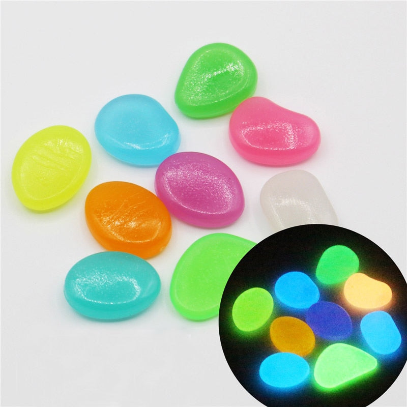 Glow in the Dark Garden Pebbles Glow Stones Rocks for Walkways Garden Path Patio Lawn Garden Yard Decor Luminous Stones 25/50pcs - Gufetto Brand 